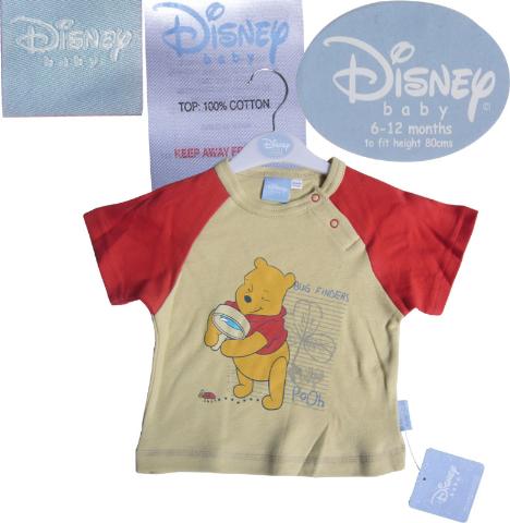 外貿原單Disney小童全棉短袖T恤（小熊，紅與米黃）