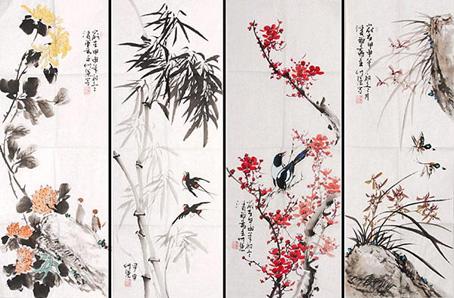 第四幅梅蘭竹菊圖